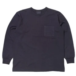 Allevol Heavy Duty Crew Neck Square Pocket L/S T-shirt Navy