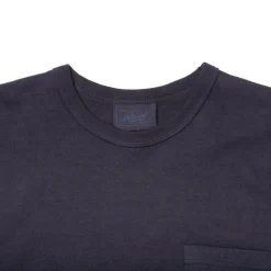 Allevol Heavy Duty Crew Neck Square Pocket L/S T-shirt Navy