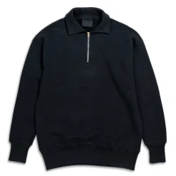 Allevol Loopwheel Quarter Zip Sweatshirt Black