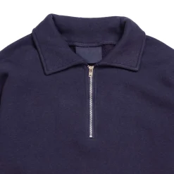 Allevol Loopwheel Quarter Zip Sweatshirt Navy
