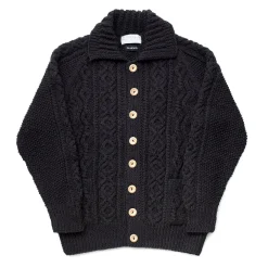 Allevol X Inverallan Cable Knit Cardigan 3A Black