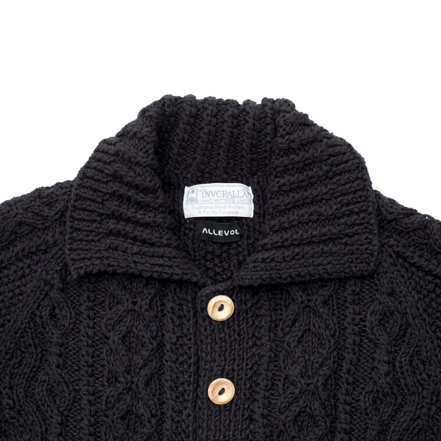 Allevol X Inverallan Cable Knit Cardigan 3A Black