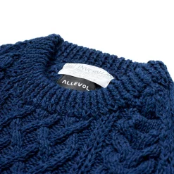 Allevol X Inverallan Cable Knit Crew 1A Indigo