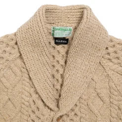 Allevol x Inverallan Shawl Collar Cardigan 6A Long Oatmeal