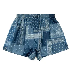 Anonymous Ism Fine Satin Paisley Boxer Shorts Navy