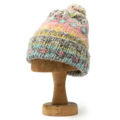 Chamula Double Cuff Cap Fair Isle #3 Pearl Grey #4