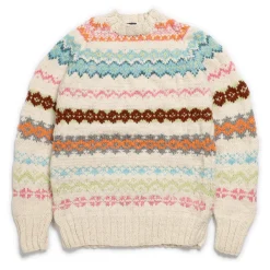 Chamula Fair Isle #8 Pullover Sweater Ivory