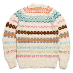 Chamula Fair Isle #8 Pullover Sweater Ivory