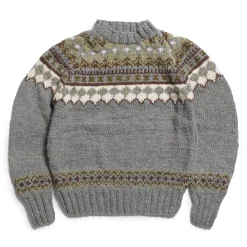 Chamula Fair Isle #3 Pullover Knit Pearl Grey