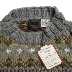 Chamula Fair Isle #3 Pullover Knit Pearl Grey