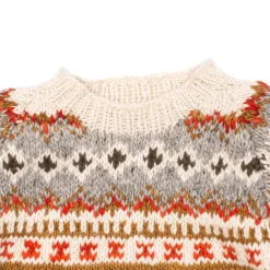 Chamula Fair Isle #3 Pullover Sweater Ivory