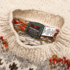 Chamula Fair Isle #3 Pullover Sweater Ivory