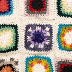 Chamula Granny Square Turtleneck Pullover Ivory