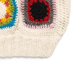 Chamula Granny Square Turtleneck Pullover Ivory