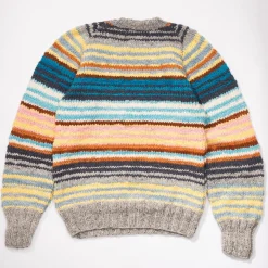 Chamula Multi Stripe Pullover Knit Pearl Grey