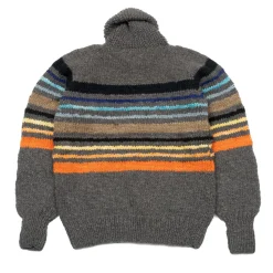 Chamula Multi Stripe Zipper Cardigan Grey Multi