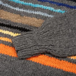 Chamula Multi Stripe Zipper Cardigan Grey Multi