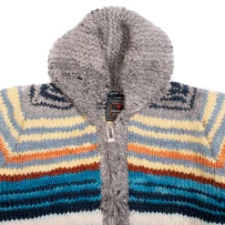 Chamula Multi Stripe Zipper Cardigan Pearl Grey