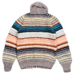 Chamula Multi Stripe Zipper Cardigan Pearl Grey