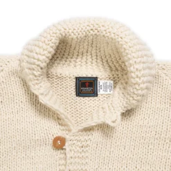 Chamula Shawl Collar Loop Button Cardigan Ivory