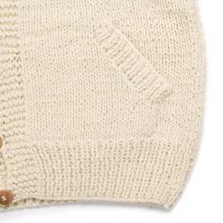 Chamula Shawl Collar Loop Button Cardigan Ivory