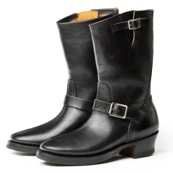 Clinch by Brass Tokyo Clinch Engineer Boots CN Wide Last OD Black Horsebutt
