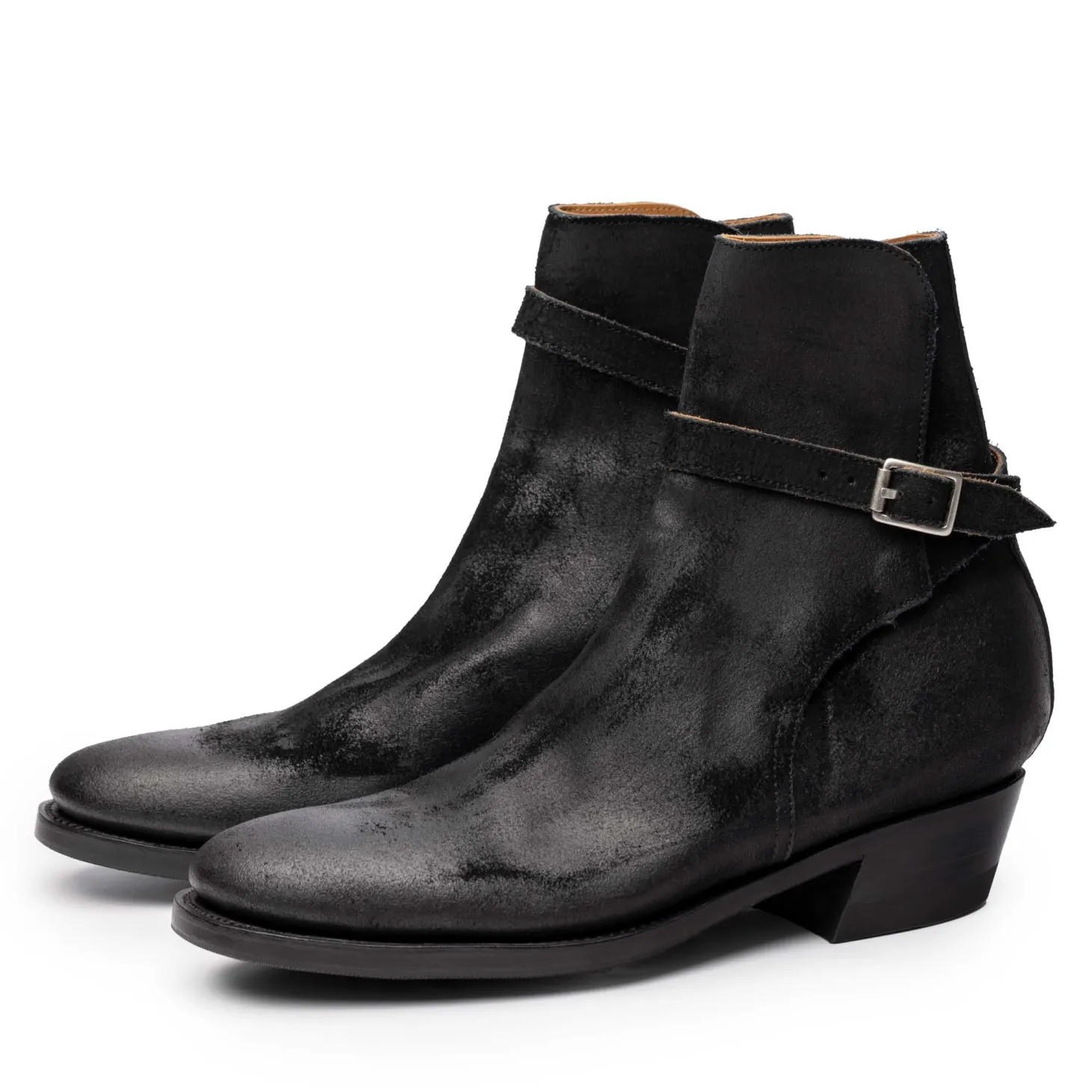 Clinch by Brass Tokyo Clinch Jodhpur Boots Waxed Uneven Horse Suede Black