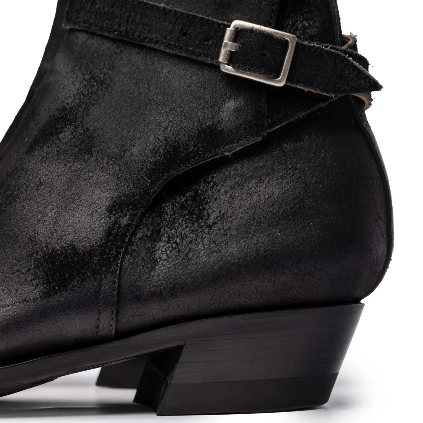 Clinch by Brass Tokyo Clinch Jodhpur Boots Waxed Uneven Horse Suede Black