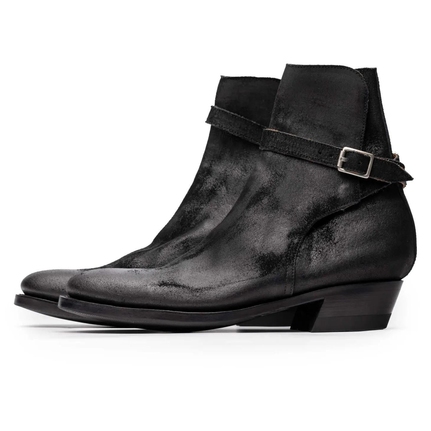 Clinch by Brass Tokyo Clinch Jodhpur Boots Waxed Uneven Horse Suede Black