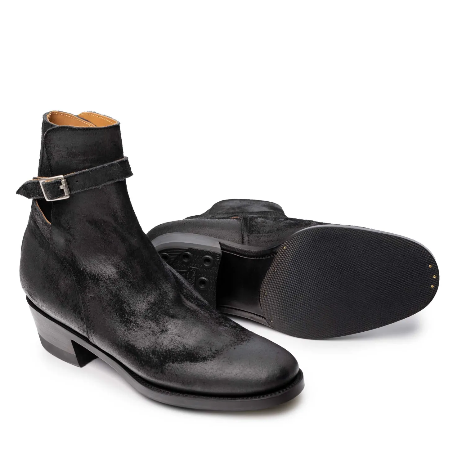 Clinch by Brass Tokyo Clinch Jodhpur Boots Waxed Uneven Horse Suede Black
