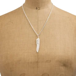 First Arrow's Kazekiri Silver Feather Pendant P-428