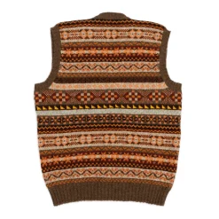 Jamieson's Of Shetland Jamieson's for Clutch Cafe Fair-Isle V-Neck Slip Over Orange x Brown