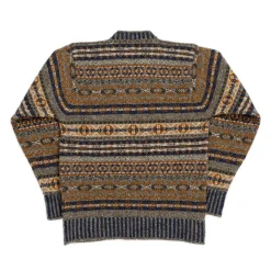 Jamieson's Of Shetland Jamieson's for Clutch Cafe Fair-Isle V-Neck Pullover with Graduated Rib #5 Dark Grey x Navy