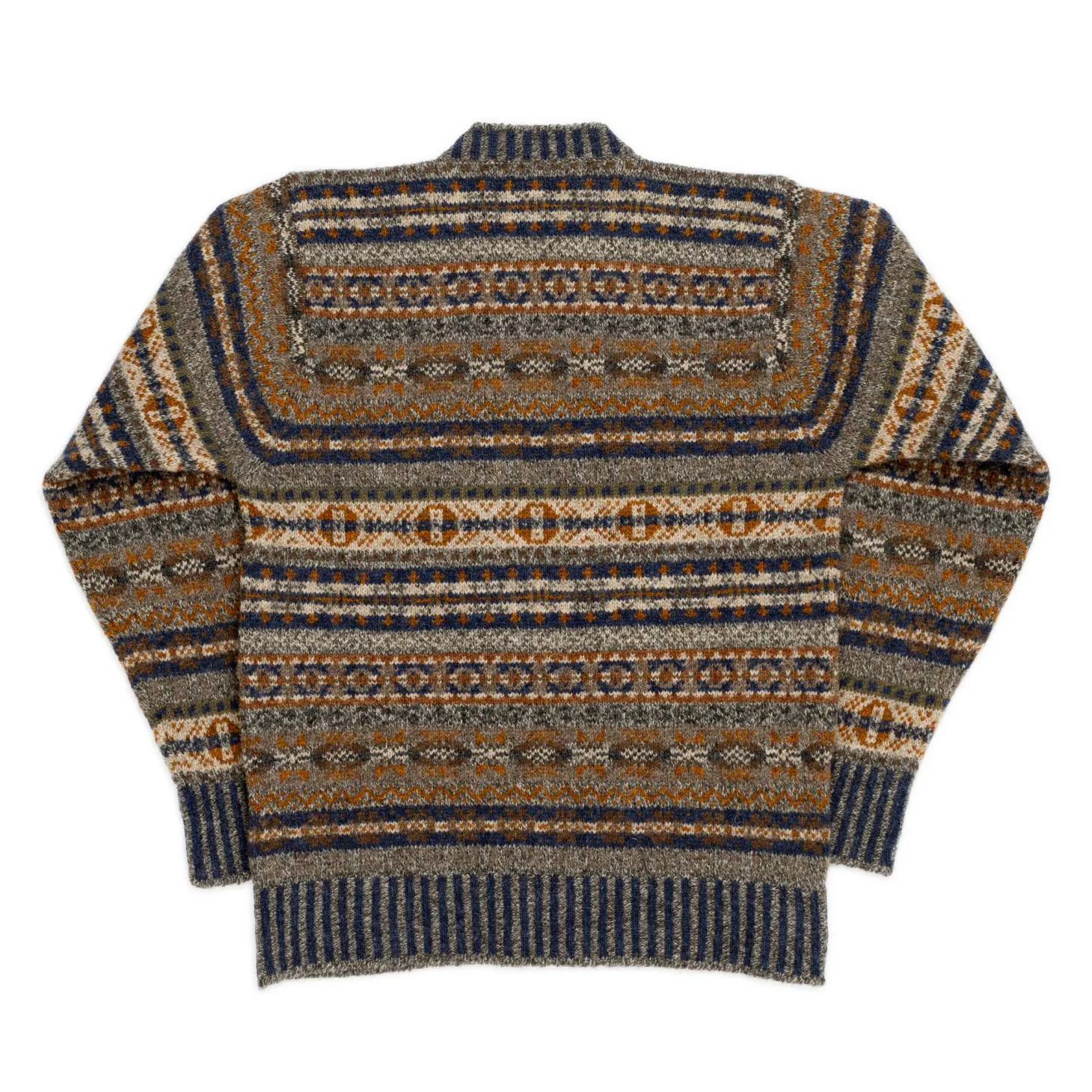 Jamieson's Of Shetland Jamieson's for Clutch Cafe Fair-Isle V-Neck Pullover with Graduated Rib #5 Dark Grey x Navy