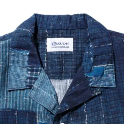 Kuon Boro Hawaiian Shirt Navy