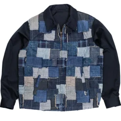 Kuon Boro Panelled Work Jacket Navy