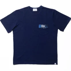 Kuon Boro Striped Pocket T-Shirt Navy