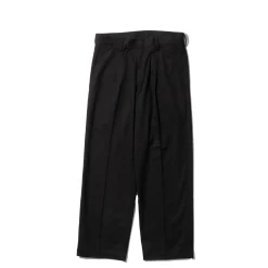 Kuon Brushed Drill Single Pleated Trousers Black