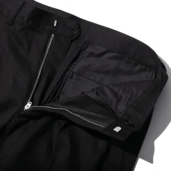 Kuon Brushed Drill Single Pleated Trousers Black