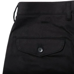 Kuon Brushed Drill Single Pleated Trousers Black