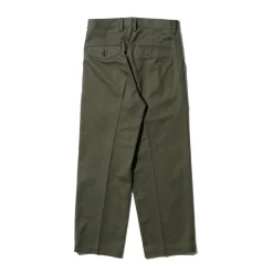 Kuon Brushed Drill Single Pleated Trousers Olive