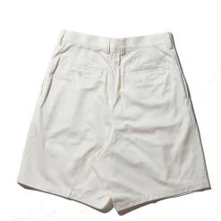 Kuon Cotton Twill Pleated Shorts Ivory