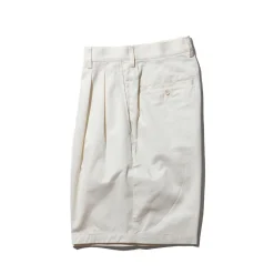 Kuon Cotton Twill Pleated Shorts Ivory