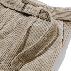 Kuon Fanage Corduroy Belted Trousers Beige