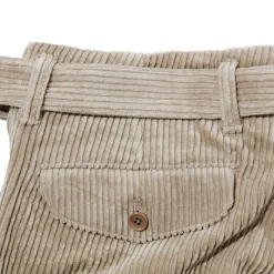 Kuon Fanage Corduroy Belted Trousers Beige