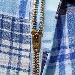 Kuon Madras Patchwork Shorts Light Blue Multi