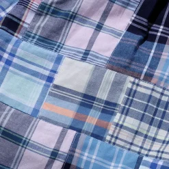 Kuon Madras Patchwork Shorts Light Blue Multi