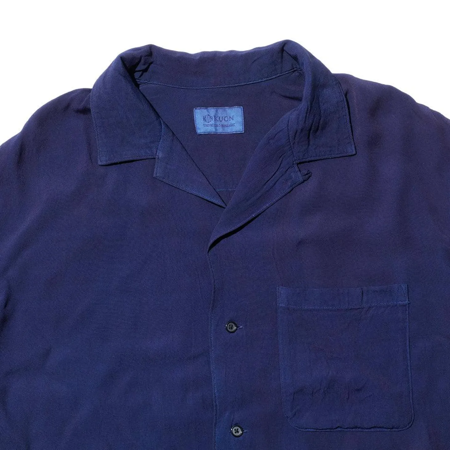 Kuon S/S Open Collar Shirt Aizome Dark Indigo