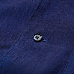 Kuon S/S Open Collar Shirt Aizome Dark Indigo
