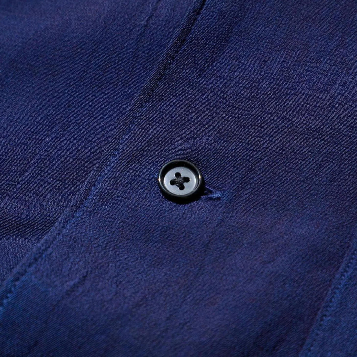 Kuon S/S Open Collar Shirt Aizome Dark Indigo
